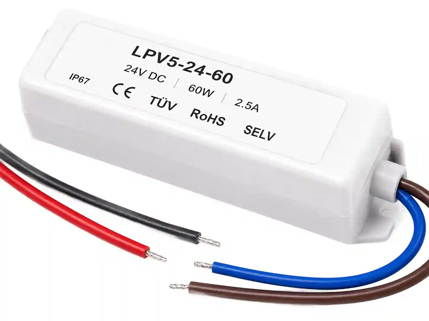 Ochranné funkce voděodolného LED zdroje 24V 60W IP67 přetížení zkrat přepětí hiccup mode auto-recovery